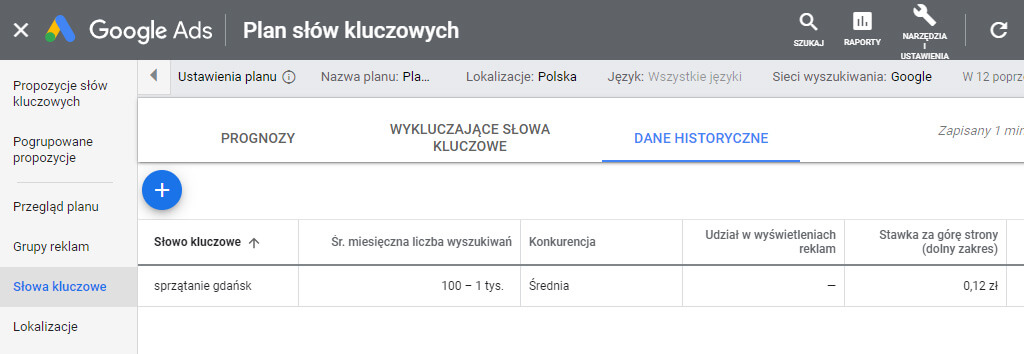 Sprzątanie Gdańsk Google Planner