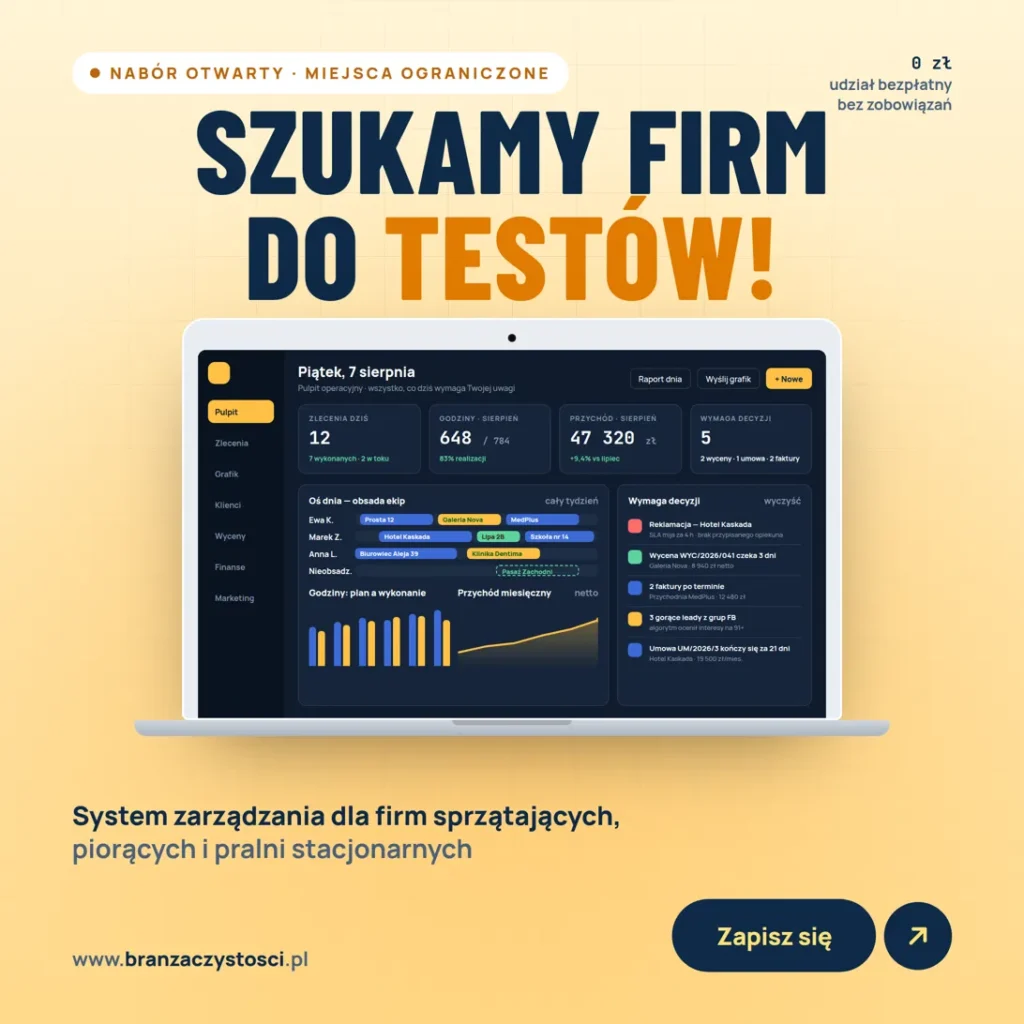 system do zarządzania dla firm sprzątających