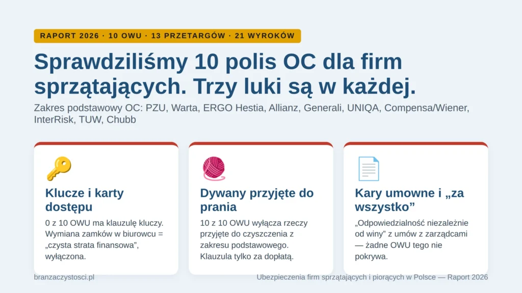 Ubezpieczenie firmy sprzątającej — trzy luki w zakresie podstawowym 10 OWU