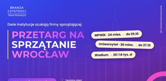 Przetarg na sprzątanie Wrocław: MPWiK i Uniwersytet Wrocławski szukają wykonawców Przetarg na sprzątanie Wrocław – MPWiK i Uniwersytet Wrocławski szukają firm sprzątających