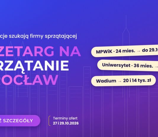 Przetarg na sprzątanie Wrocław: MPWiK i Uniwersytet Wrocławski szukają wykonawców Przetarg na sprzątanie Wrocław – MPWiK i Uniwersytet Wrocławski szukają firm sprzątających