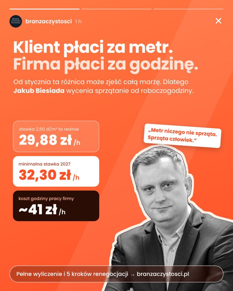 Jakub Biesiada: metr niczego nie sprząta, sprząta człowiek – wycena od roboczogodziny