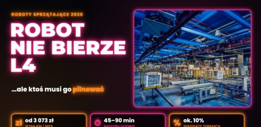 Robot nie bierze L4, ale ktoś musi go pilnować. Roboty sprzątające dla firm po targach EXPOdetergo i premierach Tennanta Roboty sprzątające dla firm – robot nie bierze L4, ale ktoś musi go pilnować